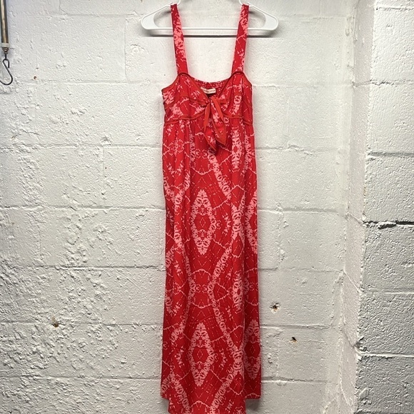 Rebecca Taylor red ruched silk maxi dress size 4 - Picture 1 of 6